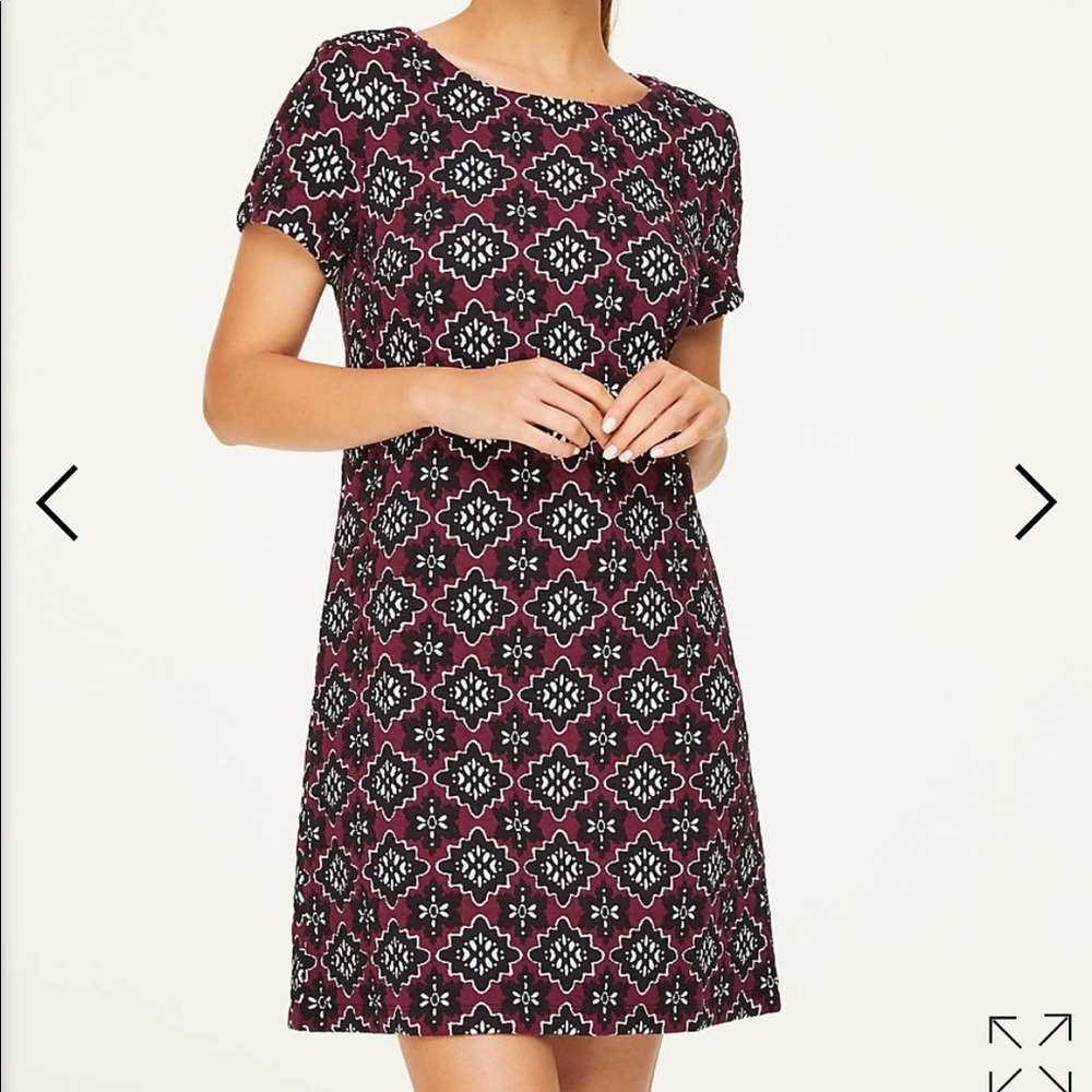 LOFT JACQUARD SHIFT DRESS
